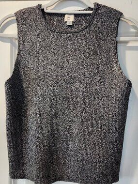 A.New Day Black with silver sleeveless knitted shirt size Large.  ITEM 0320261BL